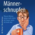 Ein gezeichnetes Cover von "Männerschnupfen": Ein Mann hält einen Becher Tee, wirkt erschöpft.