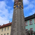 Entfernungsangaben auf der Postmeilensäule in Auma
