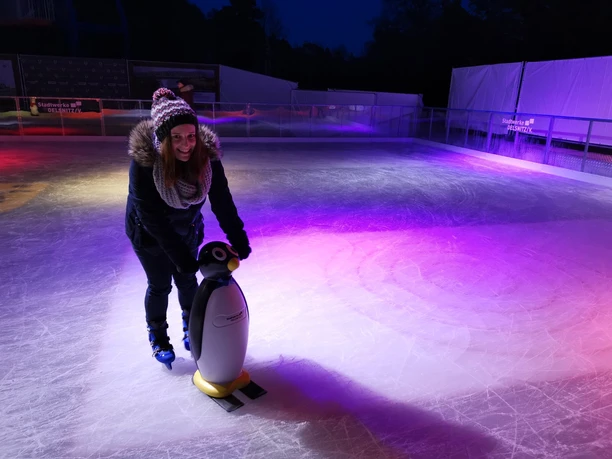 Mit dem Pinguin auf der Eisbahn Oelsnitz