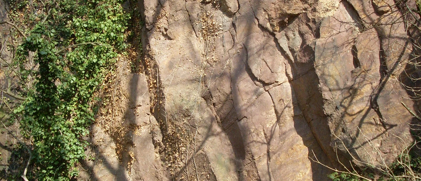 Porphyrwand am Riedelsteig in Leisnig