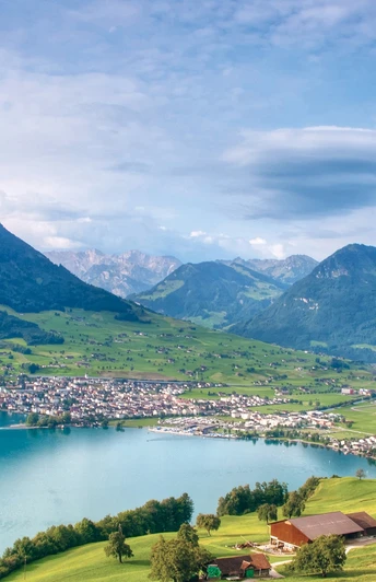 Blick von der St. Jost Kapelle nach Buochs