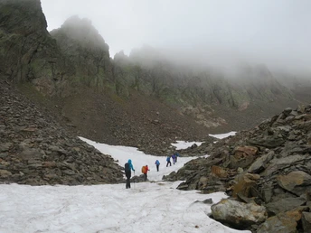 Hier können auch noch mitten im Sommer Altschneefelder liegen.