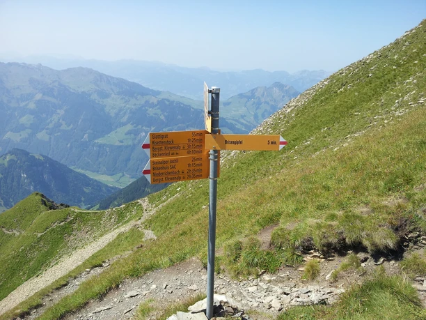 Wegweiser vor Brisengipfel