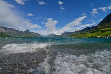 Blick von Buochs über den Vierwaldstättersee
