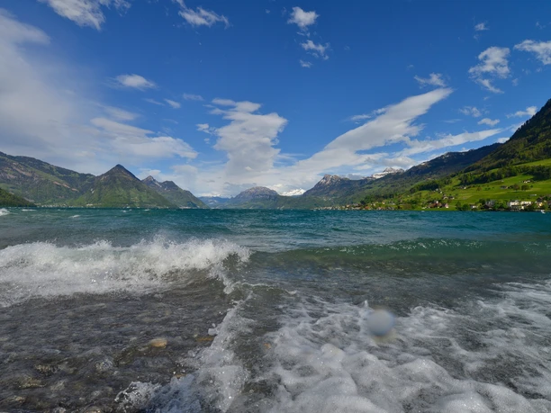 Blick von Buochs über den Vierwaldstättersee