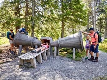 Mit dem überdimensionalen Trichter den Geräuchen des Moores lauschen.