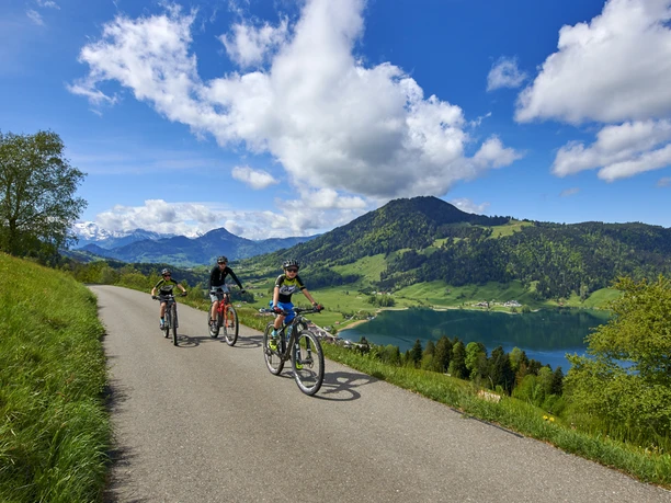 Biketour am Morgartenberg mit Blick auf den Ägerisee