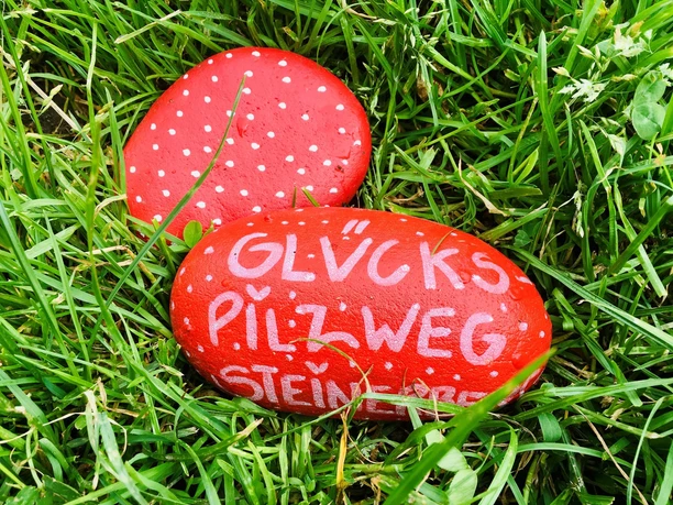 Stein mit Glückspilzweg