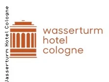 Logo des Wasserturm Hotel Cologne mit stilisiertem Wasserturm und Schriftzug in warmen Brauntönen.