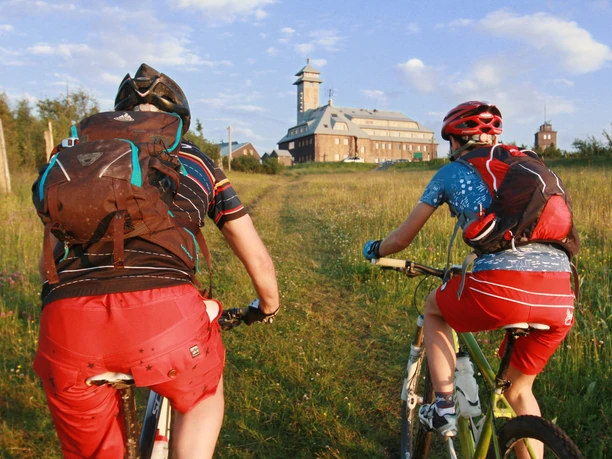 Radfahrer auf dem Fichtelberg
