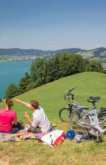 Unterwegs auf der Herzroute #99 auf der Etappe Einsiedeln - Zug.