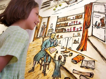 Die Tafeln der Daueraustellung in der Glashütte