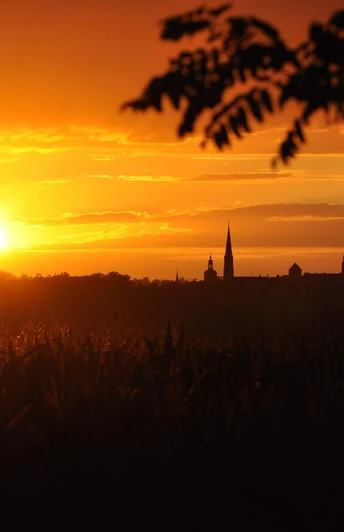 Sonnenuntergang vor Bautzens Türmen bei Auritz