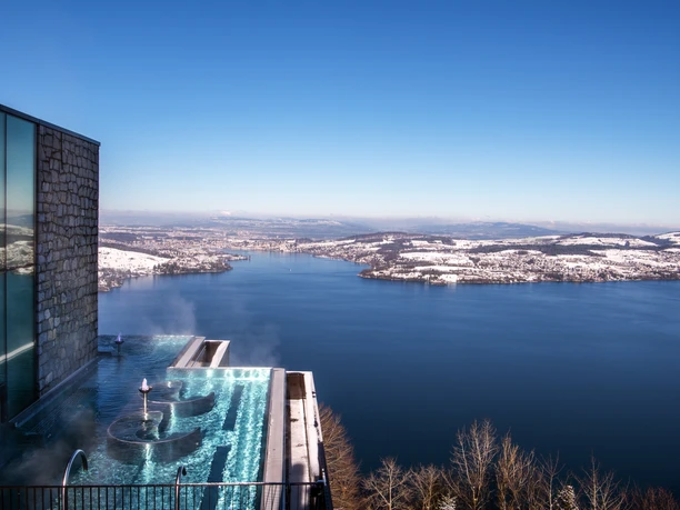 Bürgenstock Infinity Pool Winter Alpine Spa