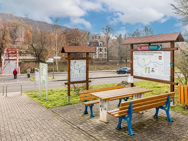 Rastplatz an der Mulde entlang des Roßweiner Bergbaupfad Tour 2