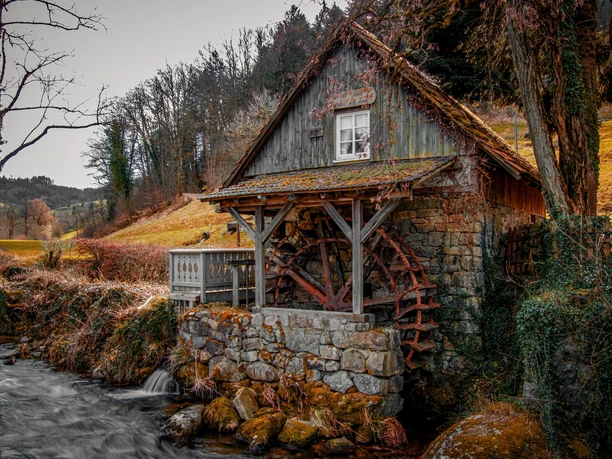 Rainbauernmühle an der Acher im Winter