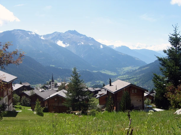 Aussicht über das Fieschertal von Bellwald Dorf