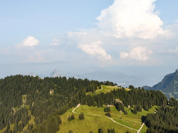 Aussicht während der Wanderweg zum Rigi Dossen