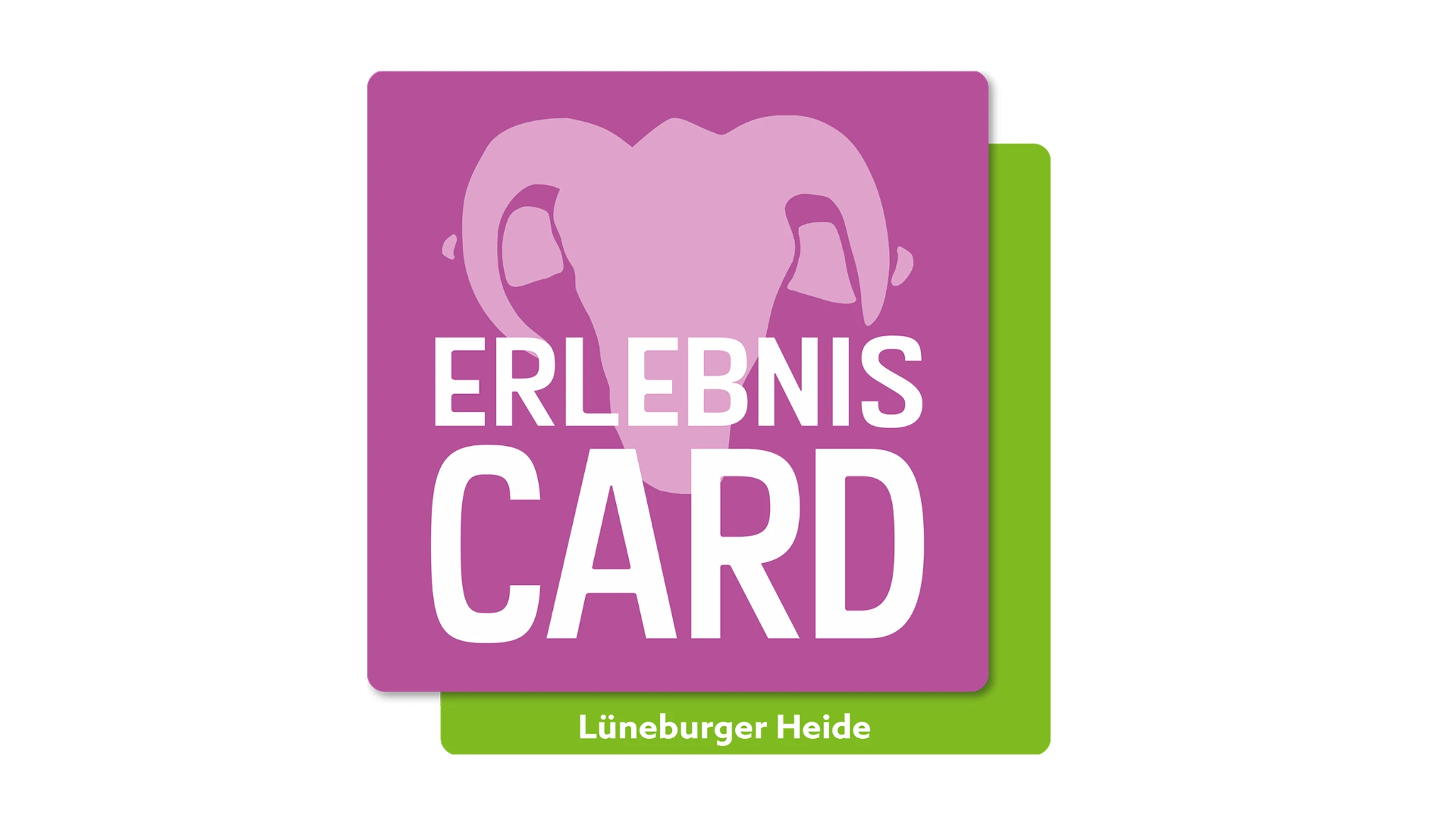 erlebniscard-lueneburger-heide.jpg Logo der ErlebnisCard Lüneburger Heide mit stilisiertem Heidschnucken-Kopf in Pink und Grün.