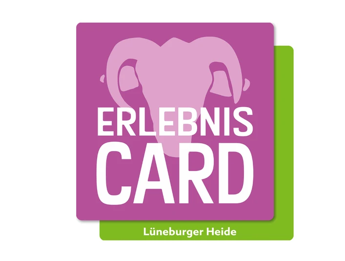 erlebniscard-lueneburger-heide.jpg Logo der ErlebnisCard Lüneburger Heide mit stilisiertem Heidschnucken-Kopf in Pink und Grün.