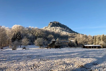 Blick auf den winterlichen Lilienstein