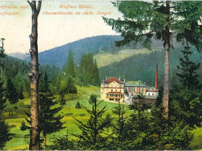 Historische Ansicht der Wolfner Mühle