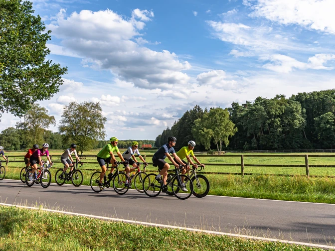 Genuss der Landschaft während der Rennradtour in der Gruppe Genuss der Landschaft während der Rennradtour in der GruppeEnjoying the landscape during the road bike tour in a groupNyd landskabet under landevejscykelturen i en gruppeGeniet van het landschap tijdens de road bike tour in een groep