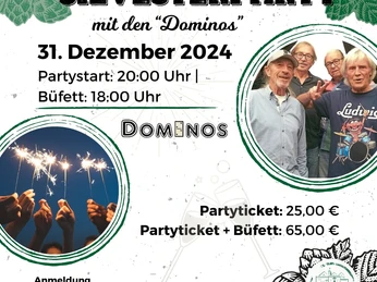 Silvesterparty Silvesterparty mit Live-Musik von den "Dominos" bei Barre's Brauwelt, Lübbecke, 31. Dezember 2024.