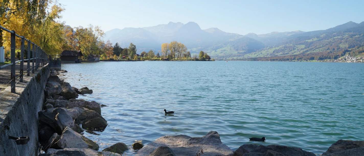 Seeweg Sachseln mit Aussicht über den See Richtung Giswil