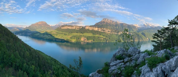 Panorama-Foto vom Klettergebiet Trid aus