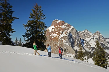 Winterwanderung Mythenregion mit Blick auf die Mythen