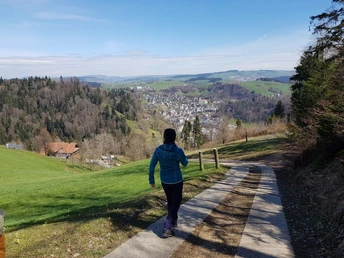 Ab jetzt geht es nur noch Abwärts, schon sehen wir Wolhusen und links oben das Tropenhaus