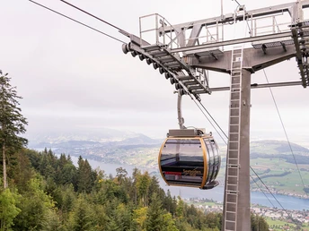 Mit der Luftseilbahn geht's hoch auf die Seebodenalp