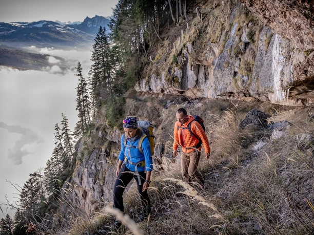 Ausgesetzte Querung in der Rigi Nordlehne