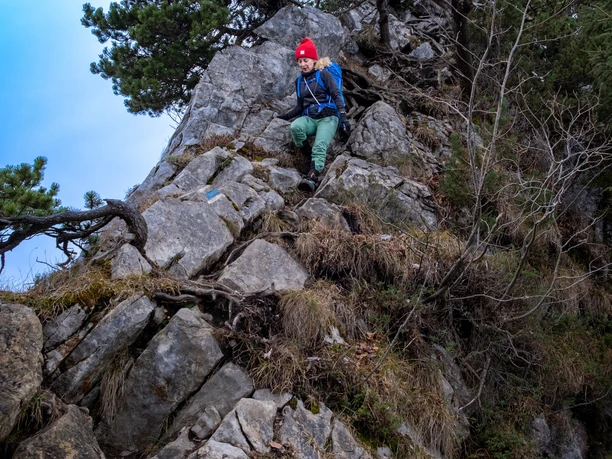 Einfache Kletterei am Gipfelgrat der Rigi Hochflue