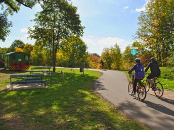 Start des Ederseebahn-Radweg in Korbach