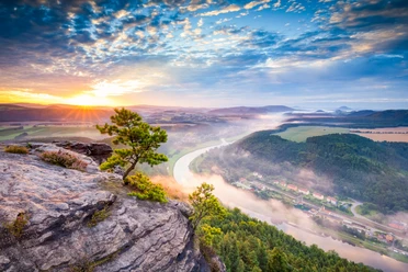 Blick vom Lilienstein am Morgen