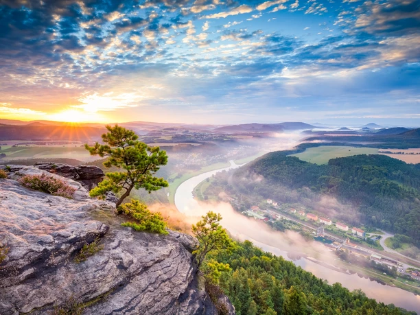 Blick vom Lilienstein am Morgen
