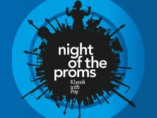 Das Logo der Veranstaltung "Night of the Proms" kombiniert Silhouetten von Instrumenten und einer Dirigentin.