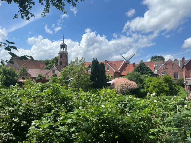 Ditzum Ortskern mit Mühle und Kirche