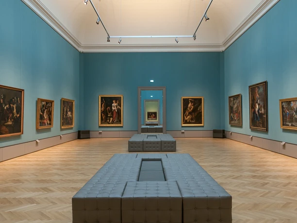 Mittlerer Saal der Gemäldegalerie mit ausgewählten Werken der venezianischen Malerei des 16. und 17. Jahrhunderts