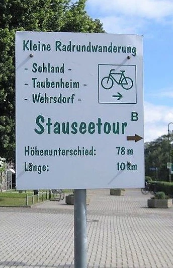 Hinweisschild Stauseeradtour