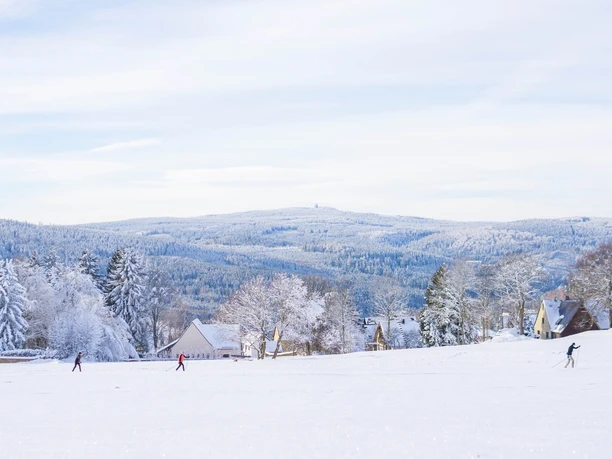 Panoramaloipe Breitenbrunn, Blick zum Auersberg