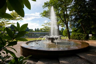 Waldspringbrunnen mit Blick auf die KunstWandelhalle