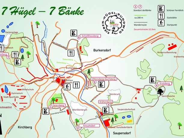 Wanderkarte 7 Hügel - 7 Bänke