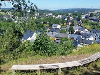 Aussicht vom Bergbaulehrpfad auf den Kurort Seiffen