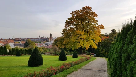 Ölberggarten im Herbst mit Blick auf Görlitz