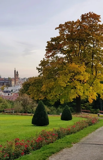 Ölberggarten im Herbst mit Blick auf Görlitz