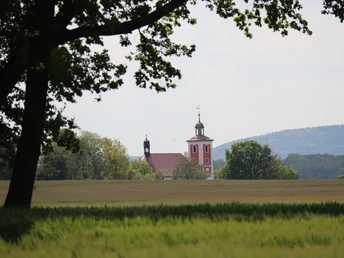 Blick auf die Nebelschützer Kirche