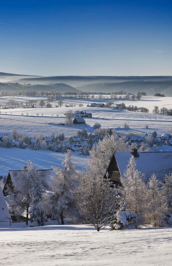 Blick über das winterliche Seiffen